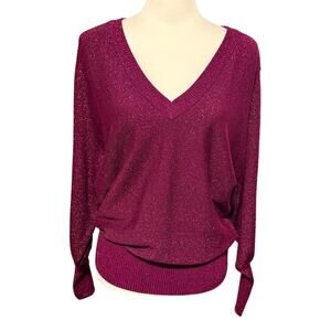 Milly Long Sleeve Sweater Purple Metallic Smal